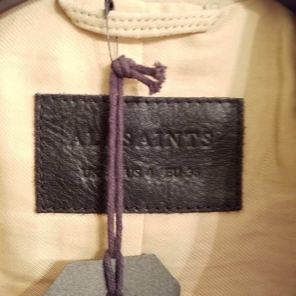 NWT All Saints Balfern leather biker jacket US 4 - Picture 9 of 16